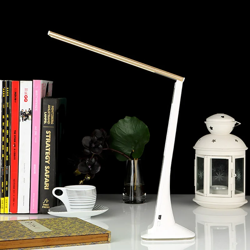 Dimmable LED Desk Lamp USB Table Lights Reading Study Lamps Touch clock