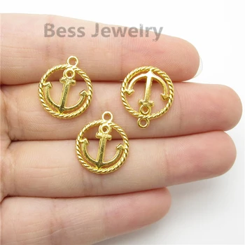 

80PCS (18*15mm) gold Anchors charms pendant fit European bracelet diy Pendants for jewelry making