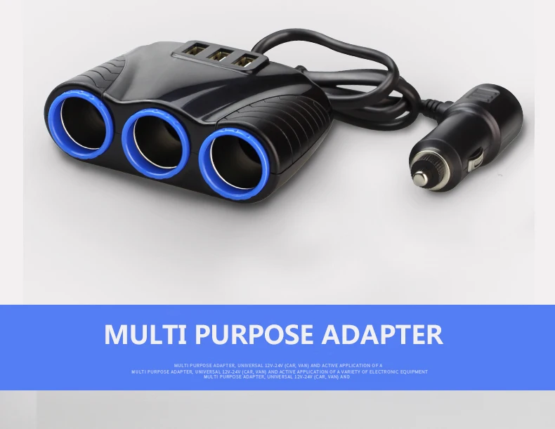 3 Sockets Cigarette Lighter With 3 USB ports11