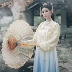 2019 летний год красный hanfu для женщин Китайский традиционный костюм национальный моложе стиль Костюмы веер этап Одежда для танцев costu