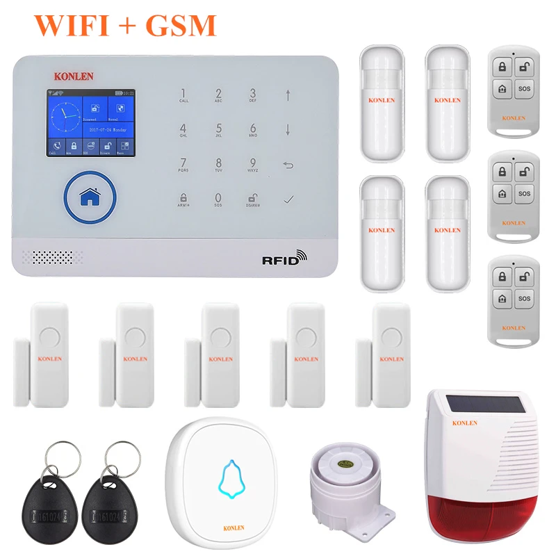 Беспроводная система охранной сигнализации для дома KONLEN WIFI GSM RFID на базе Android