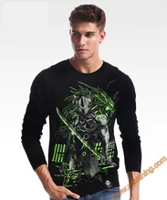 Cool Design Watch Over OW Genji T-shirts Blizzard OW Game Hero Tshirts Long Sleeve Black Tees For Mens Boys