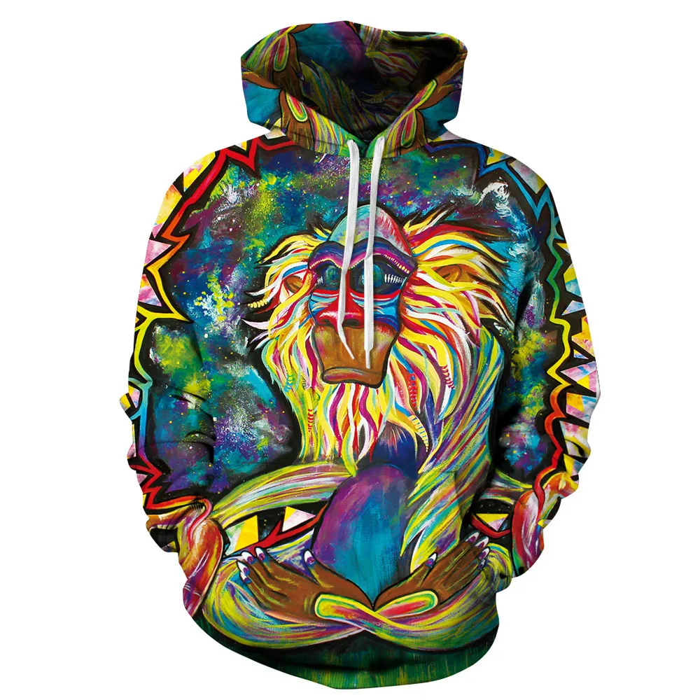 

2019 Spring Autumn Thin Hooded Hoodies Men/women 3d Sweatshirts With Cap Print Wizard Clown Oil Printing Hoody Hoodies