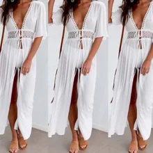 Горячая Женская летняя пляжная одежда сексуальное бикини длинное покрытие Горячая