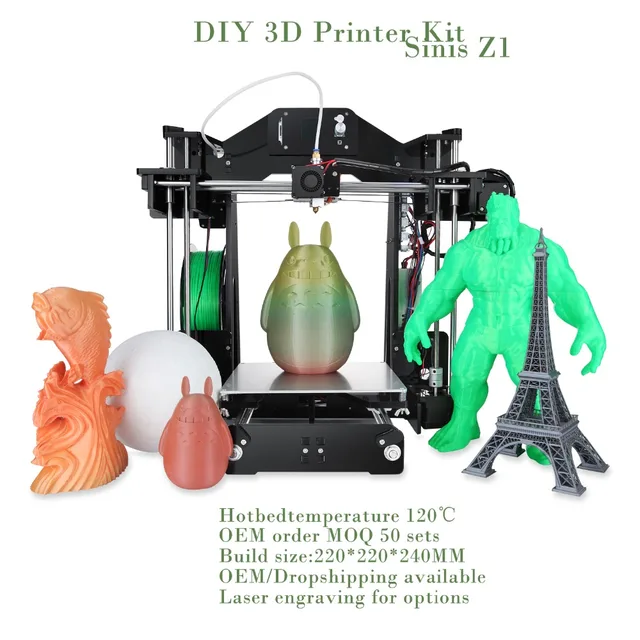 Best Price 2019 Sinis Newest Upgrade Z1 3D Laser Printer FDM Impressora 3D High Precision 3D Drucker Large Printing Size DIY Impresora 3D