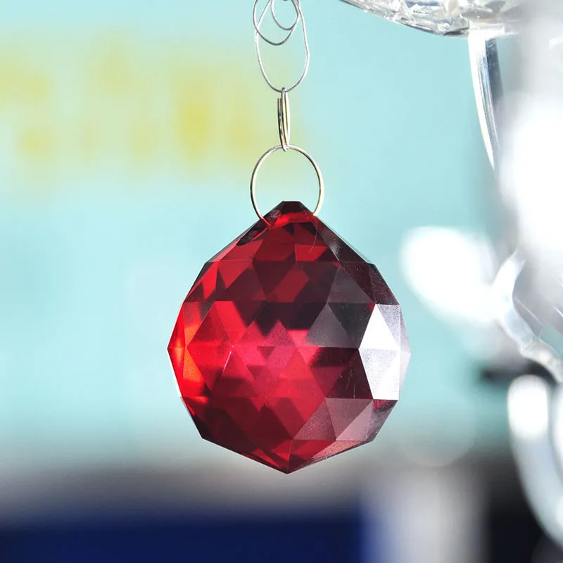 Red 40mm Faceted  K9 Crystal Ball Prisms Glass Chandelier Crystal Parts Hanging Lighting Ball Suncatcher Wedding Home Decortion (4)