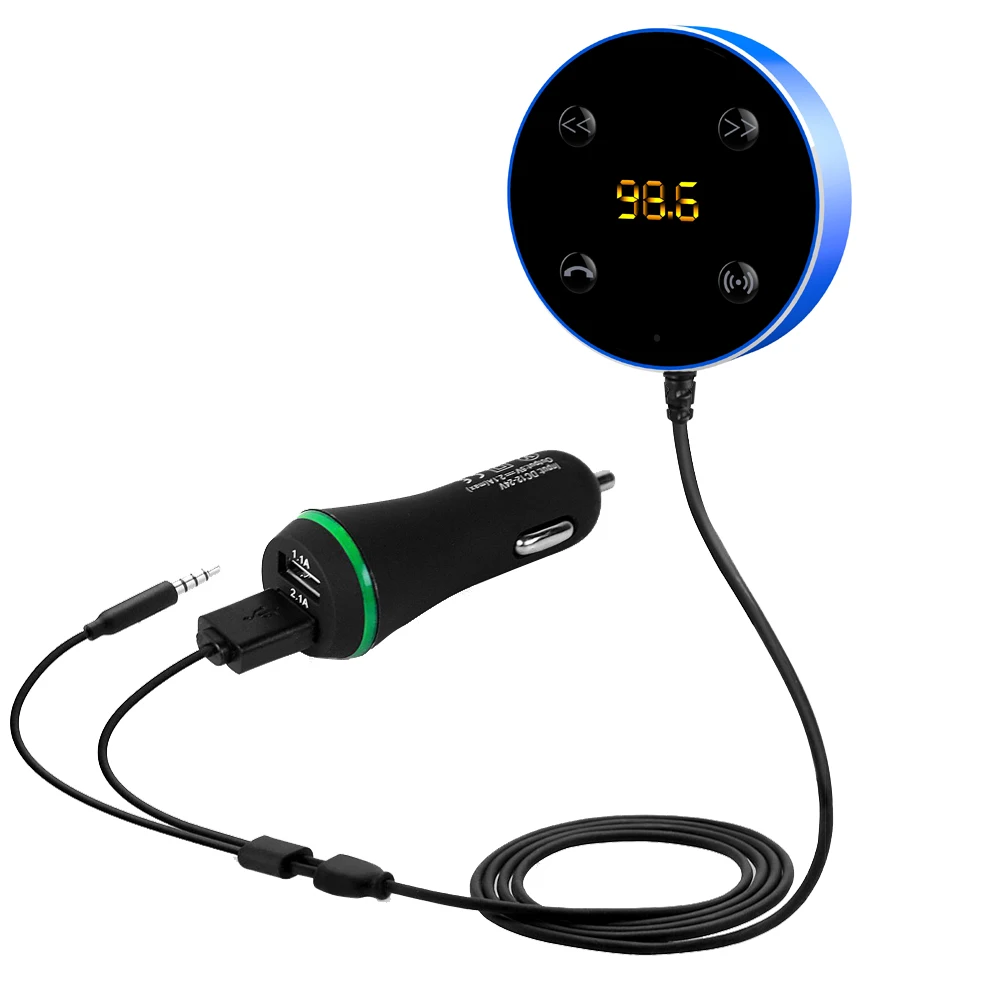 Wireless Bluetooth Car Kit  AUX Music Audio Receiver Adapter FM Transmitter Hands-free 3.5mm  with Dual USB Charger