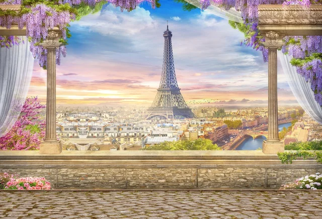 Laeacco Eiffel Tower Paris Palace View Platform Scenery Photography Backgrounds Custom Camera Laeacco Eiffel Tower Paris Palace View Platform Scenery Photography Backgrounds Custom Camera