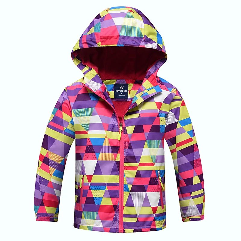 

2019 Winter Jackets for Girls Fleece Hooded Fashion Children Coats Striped Windproof Kids Outerwear Waterproof Snow Coats