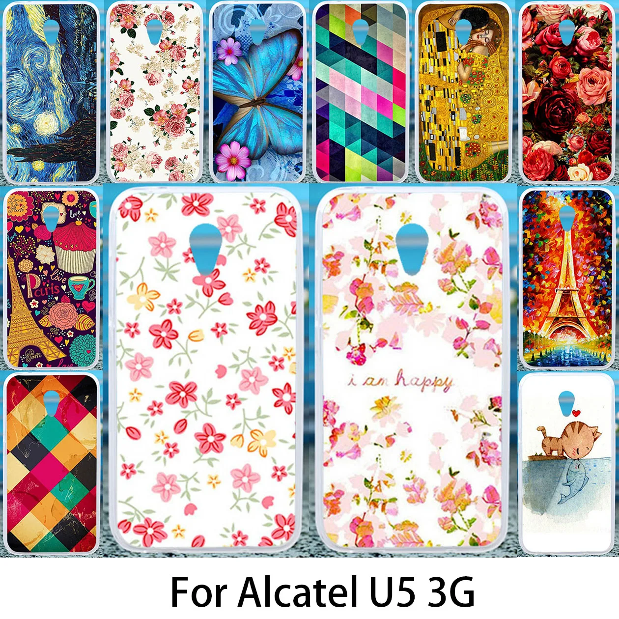 

Akabeila Phone Case For Alcatel U5 3G Cases DIY Painted Cover 4047 4047D 4047Y Anti-knock Covers Shell