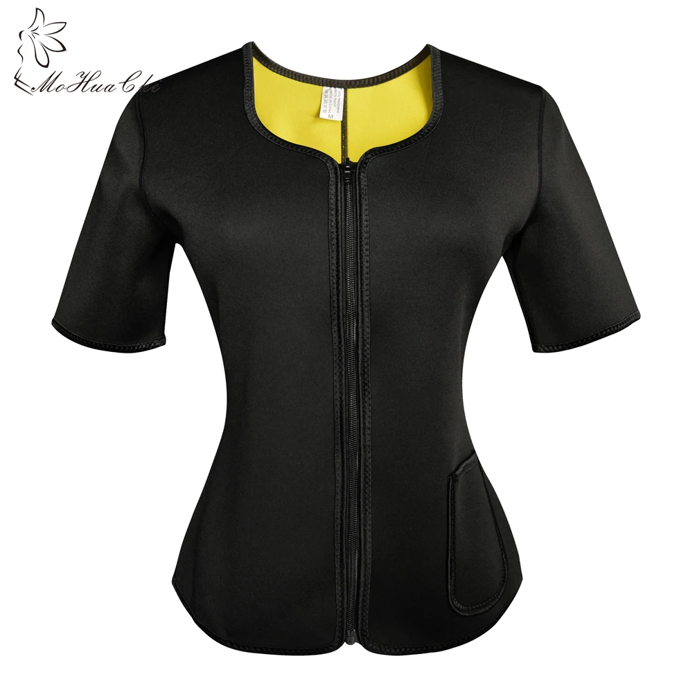 

Neoprene Waist Trainer Hot Sweat Body Shaper Shirt Thermo Slimming Sauna Suit Weight Loss Black Shapewear with Sleeves