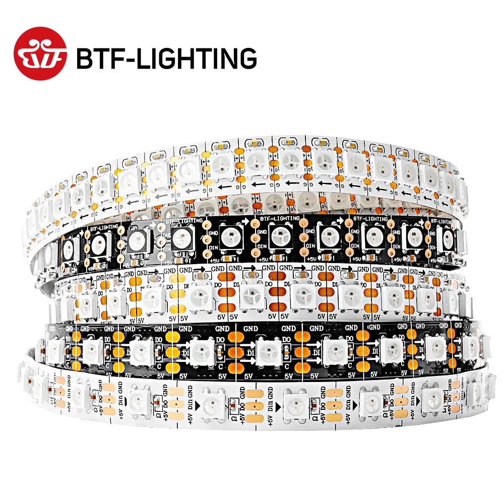 

Wholesale 4m/5m 30/60 leds/m ws2812b LED strip IP30/65/67 WS2812 IC 2812 pixel White/Black PCB Addressable RGB full color DC5v