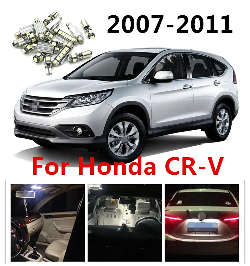 

360Lahl 7pcs White LED Light Bulbs Interior Package Kit For Honda CR-V 2007-2011 Map Dome License Plate Trunk Light Bulbs
