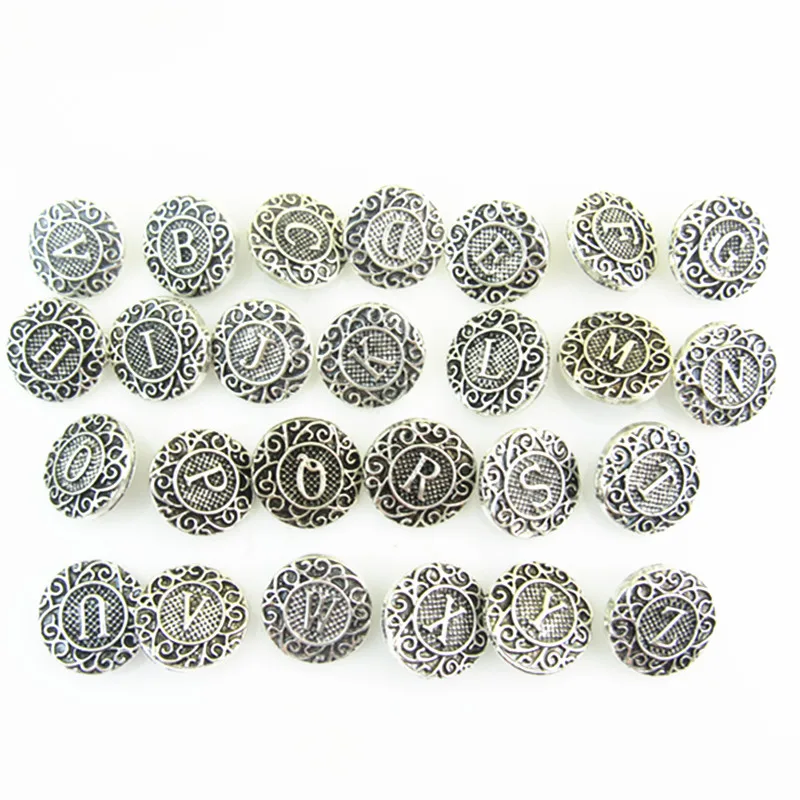 New Arrival 18mm Metal letter Snap Button alphabet A-Z Charms fit Bracelet Jewelry 26pcs/lot | Украшения и аксессуары