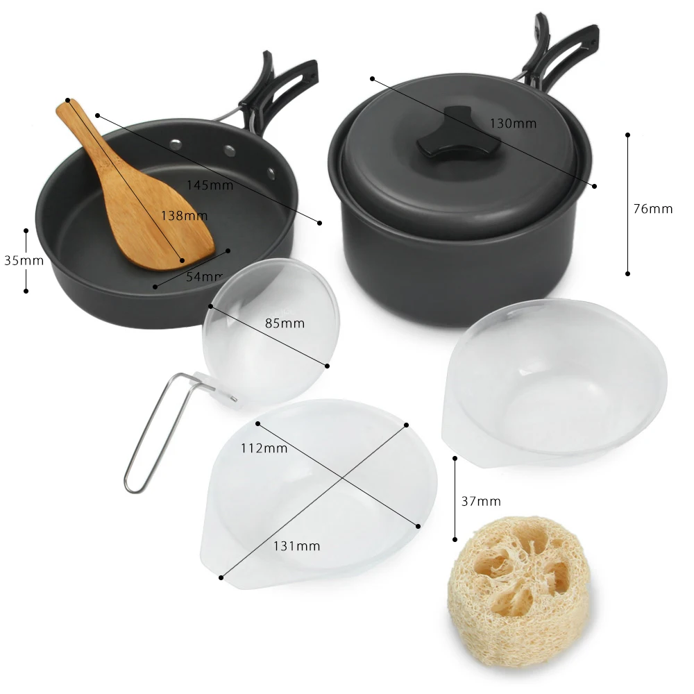 

2-3 Persons Camping Tableware Outdoor Cookware Picnic Set Travel Tableware Non-stick Pots Pans Bowls Hiking Utensils