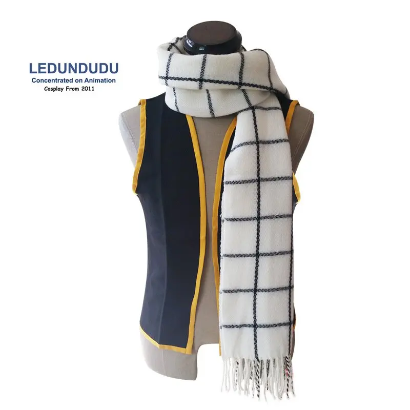 Anime Natsu Dragneel Scarf Winter Cashmere Plaid Scarves Fashion Cosplay Props for Halloween Carnival Christmas Gift