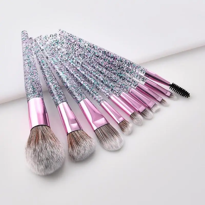 10 Pcs Glitter Diamond Crystal Handle Makeup Brushes Set Powder Foundation Eyebrow Face Make Up Brush Cosmetic Tool Kit 10 Pcs Glitter Diamond Crystal Handle Makeup Brushes Set Powder Foundation Eyebrow Face Make Up Brush Cosmetic Tool Kit