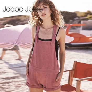 

Jocoo Jolee Vintage Overalls for Women Shorts Female Summer Playsuits Cotton Linen Loose Bit Shorts Salopette Straps Shorts
