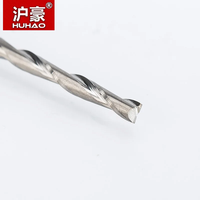 HUHAO 1pc 4mm 2 Flutes Spiral with blade Milling Cutter CNC End Mill router bit for MDF wood tungsten carbide router tool