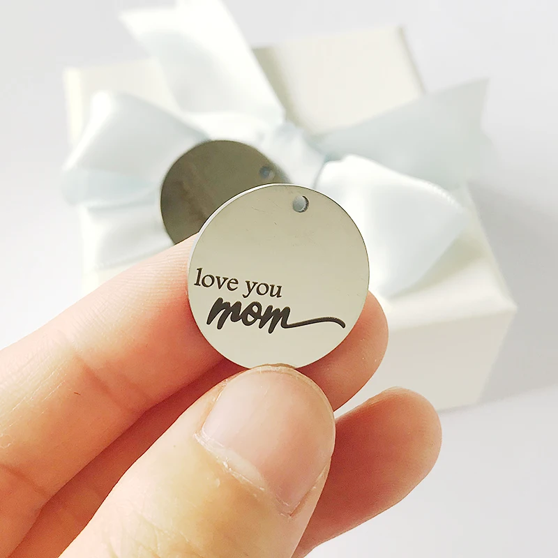 5 шт./лот 22 мм из нержавеющей стали с буквенным шармом love you mom DIY Яркий кулон для