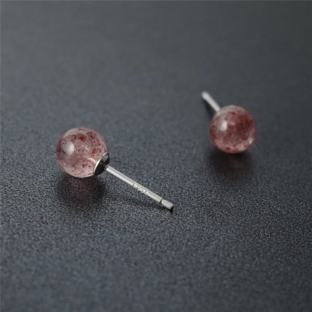 simple ball strawberry crystal earring 100% 925 Sterling silver Jewelry fashion Hypoallergenic Stud earrings for women gift