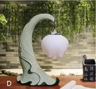Китайский стиль лампа в форме лотоса креативные настольные лампы Личность ретро спальня кабинет стол настольный Лотос стол из полиэстера ZS145 - Цвет абажура: D