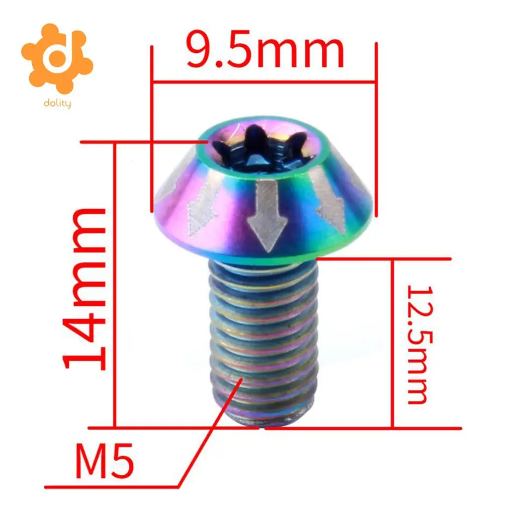 MagiDeal 6 pcs M5 x 14mm Bike Titanium Ti Brake Disc Rotor Bolts Mount Screws Bicycle Components Parts