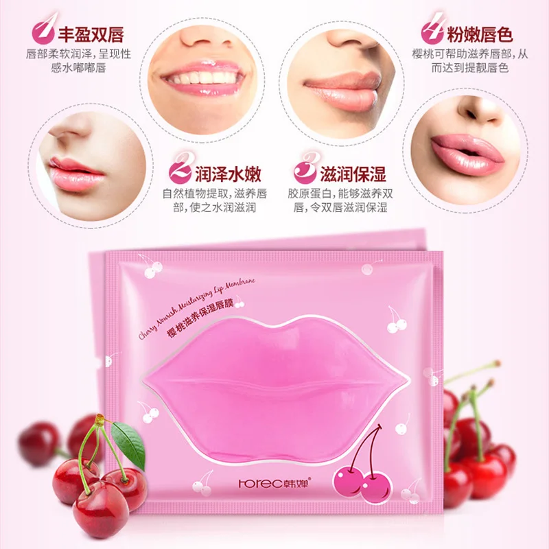 Beauty Pink Collagen Lip Mask Care Gel Mask Membrane Moisture Essence Anti-Ageing Crystal Pads Lip Membrane Lips Skin Care