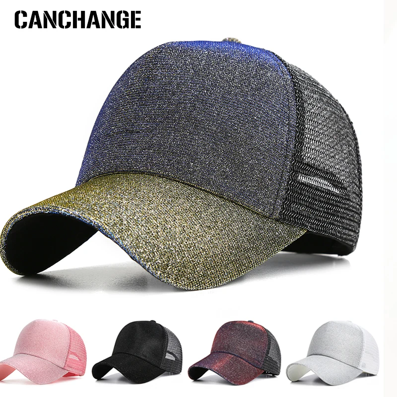 

Fashion Glitter Baseball Cap Women Snapback Hip Hop Caps Female Sequins Shine Summer Hats Mesh Outdoor Hat Bone