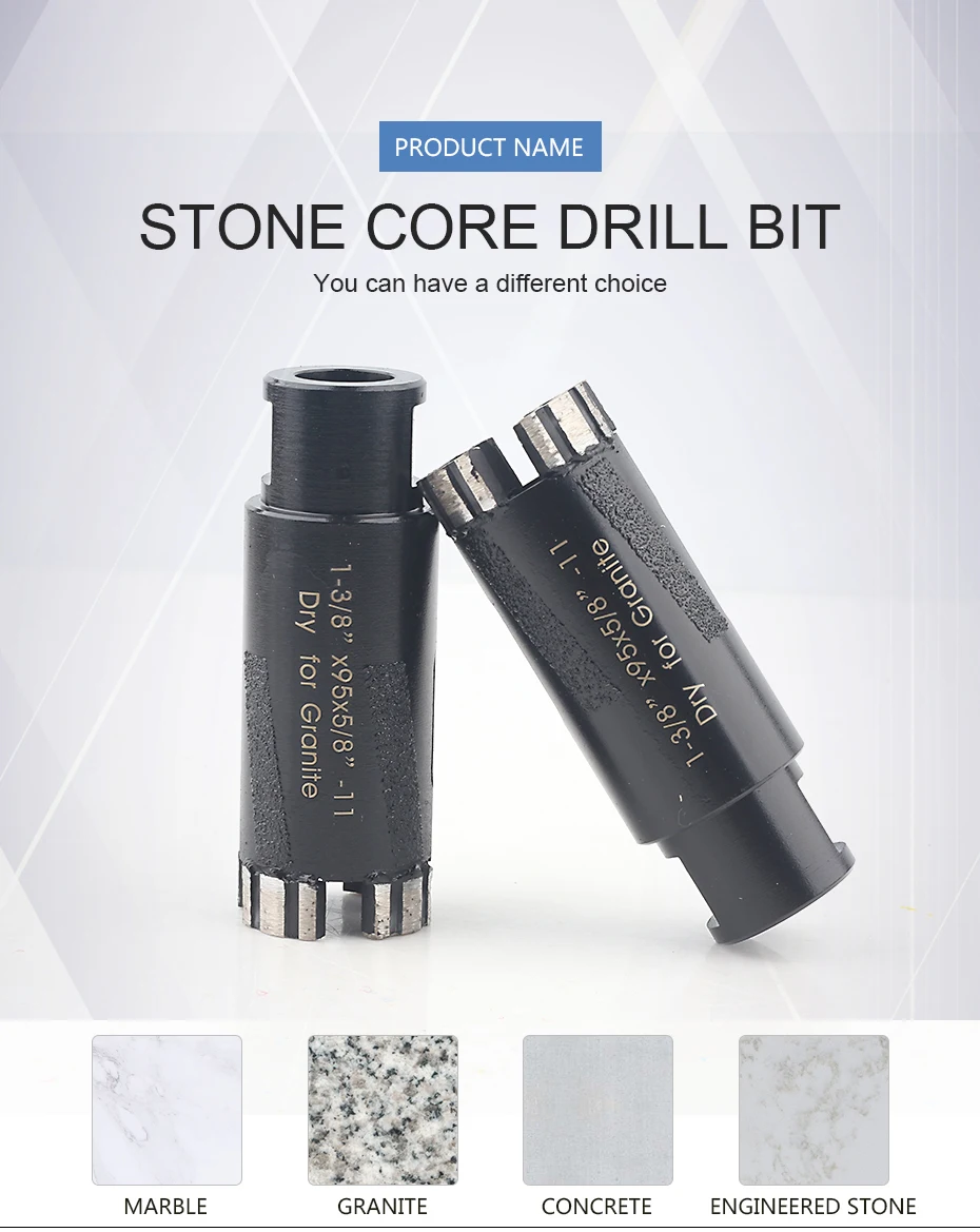 1-3//8 Dry//Wet Vaccum Brazed Protection Laser Welded Diamond Core Drill Bit for Dry Drilling Granite and Marble