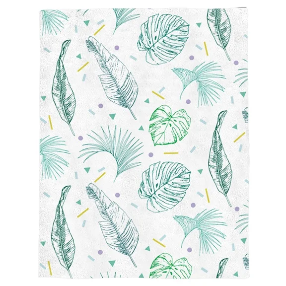 Plant Throw Blanket Watercolor Tropical Palm Leaves Colorful Illustration Natural Feelings Warm Microfiber - Цвет: LXM02215