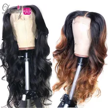1b/4/30 эффектом деграде(переход от темного к бразильские Синтетические волосы на кружеве человеческих волос парики с детскими волосами, окрашенные в стиле Омбре Реми человеческие Синтетические волосы на кружеве парик для Для женщин 13x6