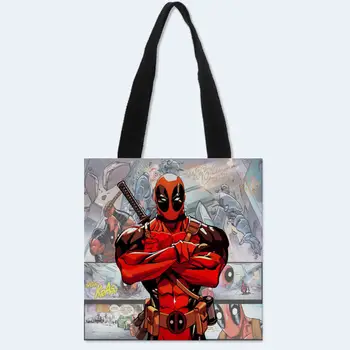 

New arrival Custom Deadpool printing Canvas Shoulder Bag Women Handbag Shopping Bag Female Canvas Beach Bag Tote