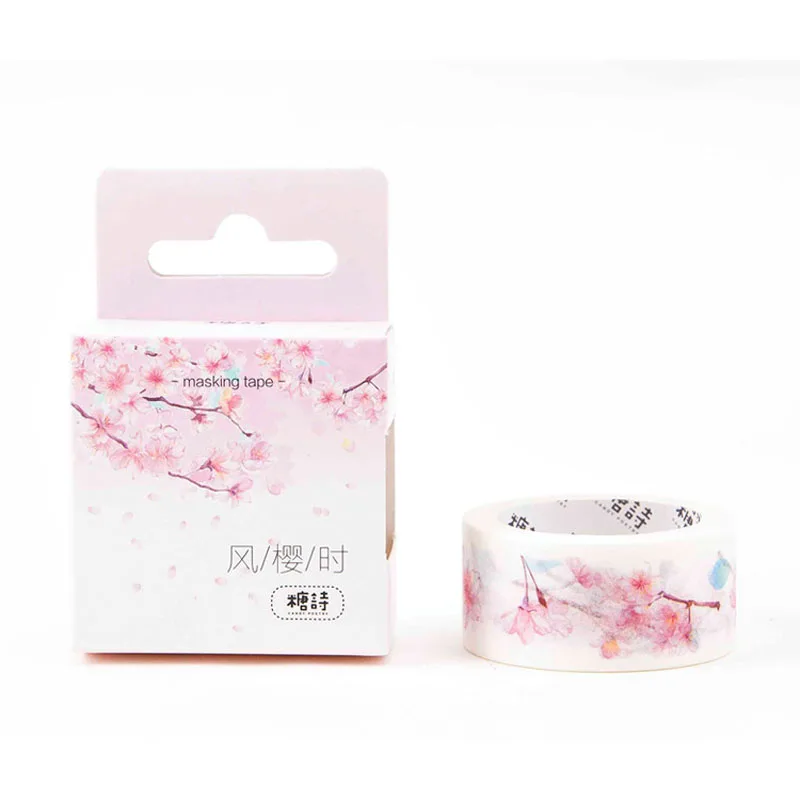 

2CM*5M Fresh Sakura Cherry Masking Tape Album Scrapbooking Decor Washi Tape School Supply Stationery Stick Label