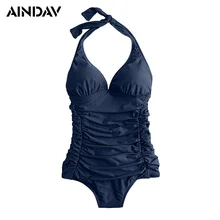 Новое поступление, Цельный купальник с лямкой на шее, Цельный купальник, Одноцветный купальный костюм для женщин, купальные костюмы, купальники с пуш-ап, монокини