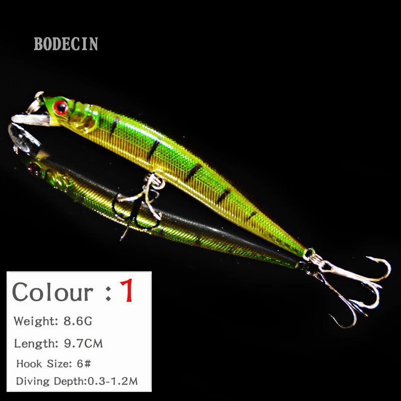 5PC Minnow Wobblers Lure 3D Eyes Hard Plastic Lures Crankbait Wobbler Artificial Bait 10CM8.6G Good Fishing Tackle Sea Bass Set (1)