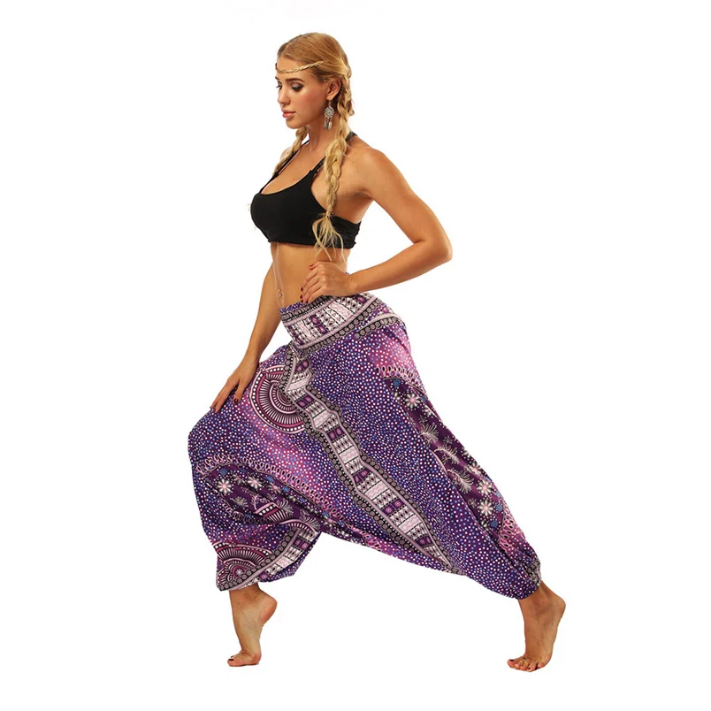 Women Pants Casual Summer Loose Yoga Trousers Baggy Boho Aladdin Jumpsuit Harem Long Trousers Comfortable Harem Pants F#J18 (14)