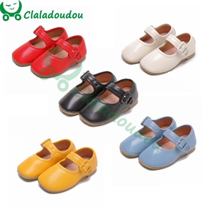 

Claladoudou 13-18.5cm brand girls shoes red yellow blue black princess wedding party dress shoes kids girl pure dance flats