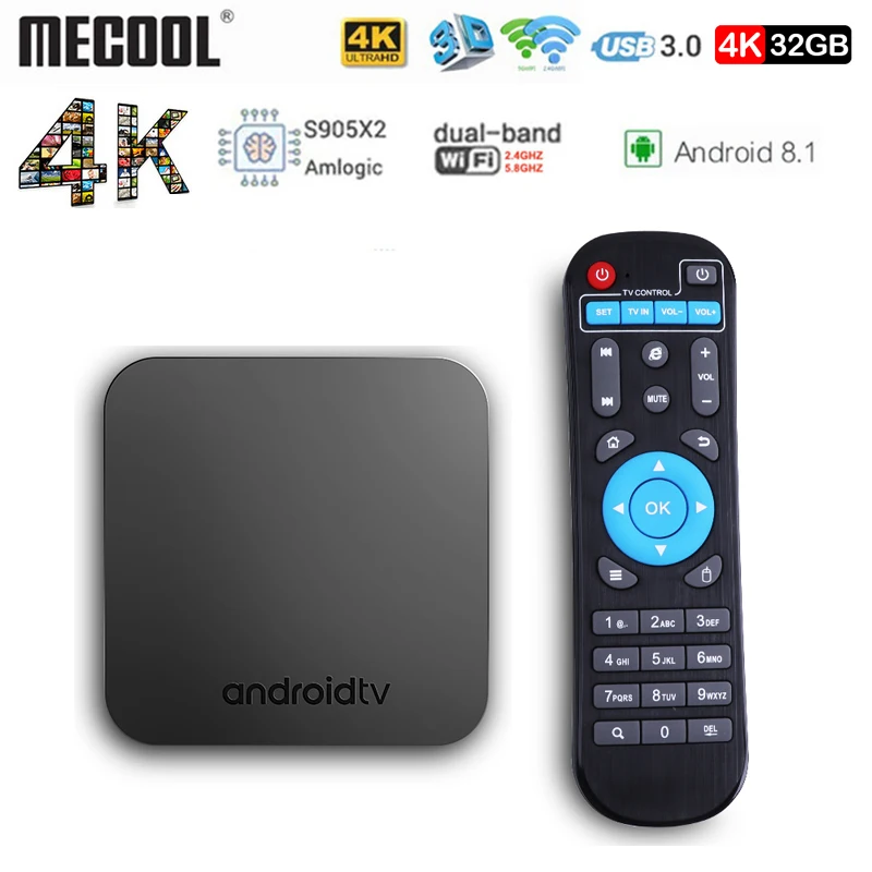

Mecool Smart TV Box Android 9.0 S905X2 USB3.0 H.265 Video Smart TV Set Top Box 2.4G/5G WIFI BT Poland Spain OTA 4K Media Player