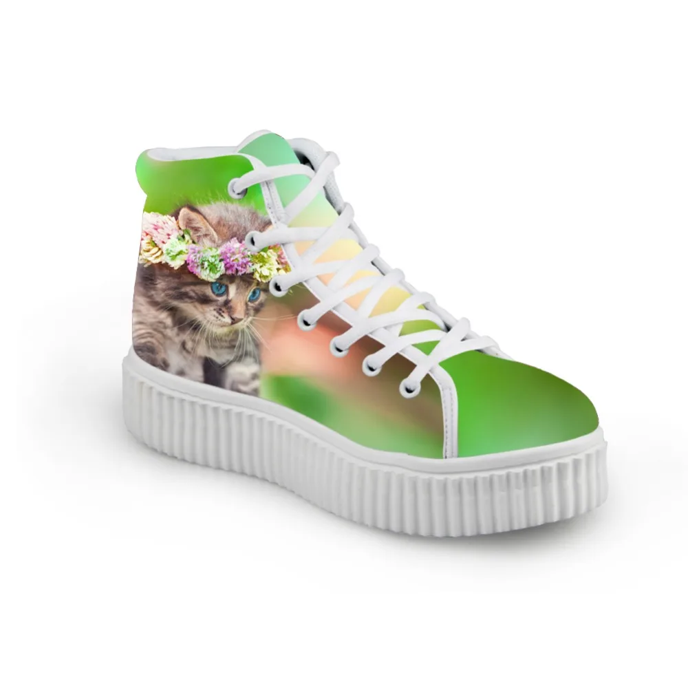 Женская обувь на толстой подошве-платформе обувь на подошве из толстой резины с симпатичным принтом кошки женская прогулочная обувь цвет белый Zapatillas Deportivas Mujer