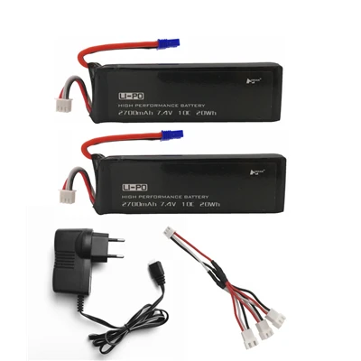 Hubsan H501S Аккумулятор 7,4 V 2700mAh 10C для H501S H501C X4 RC Квадрокоптер батарея с 1 в 3 кабелем и USB зарядным устройством набор - Цвет: 2pcs with EU plug