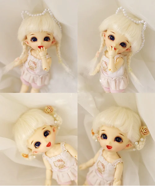3-4/" 9-10cm BJD fabric fur wig Brown short hair for AE PukiFee lati 1//12 Doll
