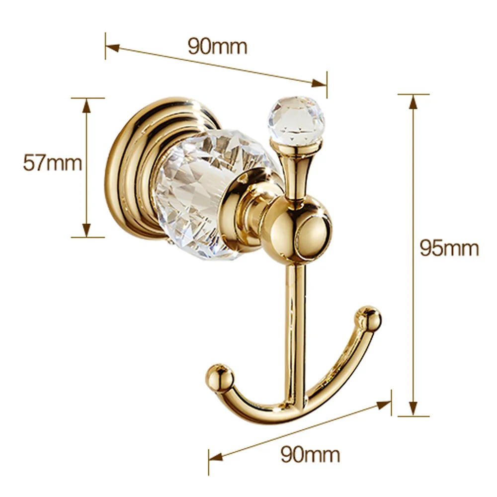 Лейден Ванная комната цинковый сплав и кристаллами Золото настенные крючки современный Полотенца одежды шляпа крючки Аксессуары для