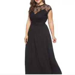 5XL плюс Размеры женская одежда Черный Кружевное Сетчатое платье длинные Вечеринка Макси платья BOHO элегантный платье с вышивкой Vestidos Largos
