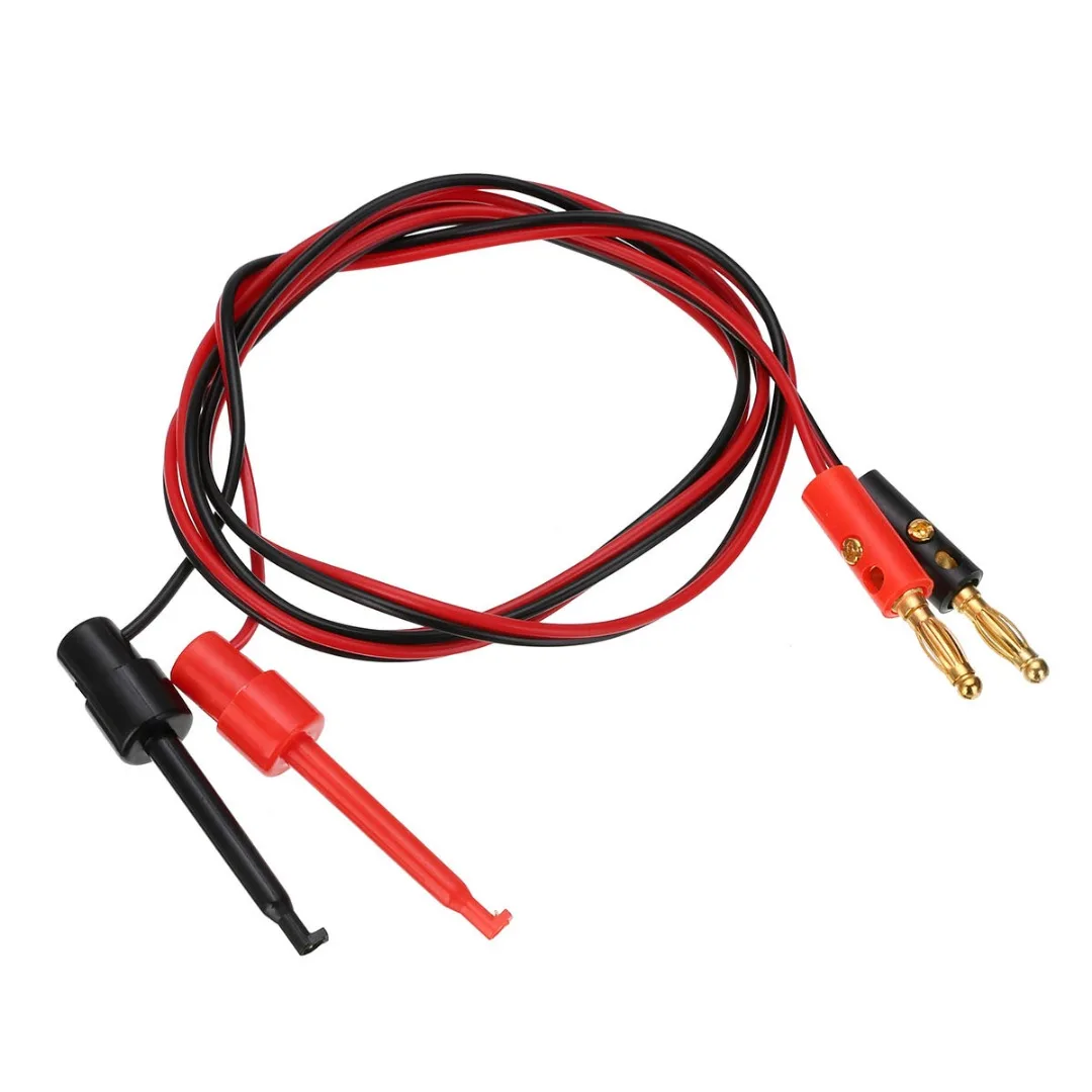 

1 Pair 4mm Gold Plated Banana Plug to Test Hook Clip 1M Lead Cable Mayitr For Multimeter Test Tools