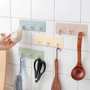 

3 Hooks Shelf Hanger Bathroom Kitchen Organizer Hanger Adhesive Hooks Stick On Wall shelf Hanging Door Clothes Towel Holder