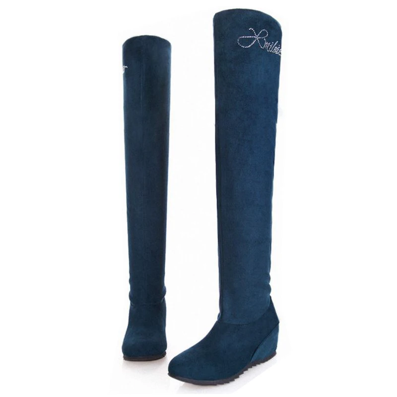 SJJH Women Long Riding Boots with Round Toe Height Increasing Plush Over-the-Knee Boots Fashion Casual Shoes Large Size Q399 SJJH Women Long Riding Boots with Round Toe Height Increasing Plush Over-the-Knee Boots Fashion Casual Shoes Large Size Q399