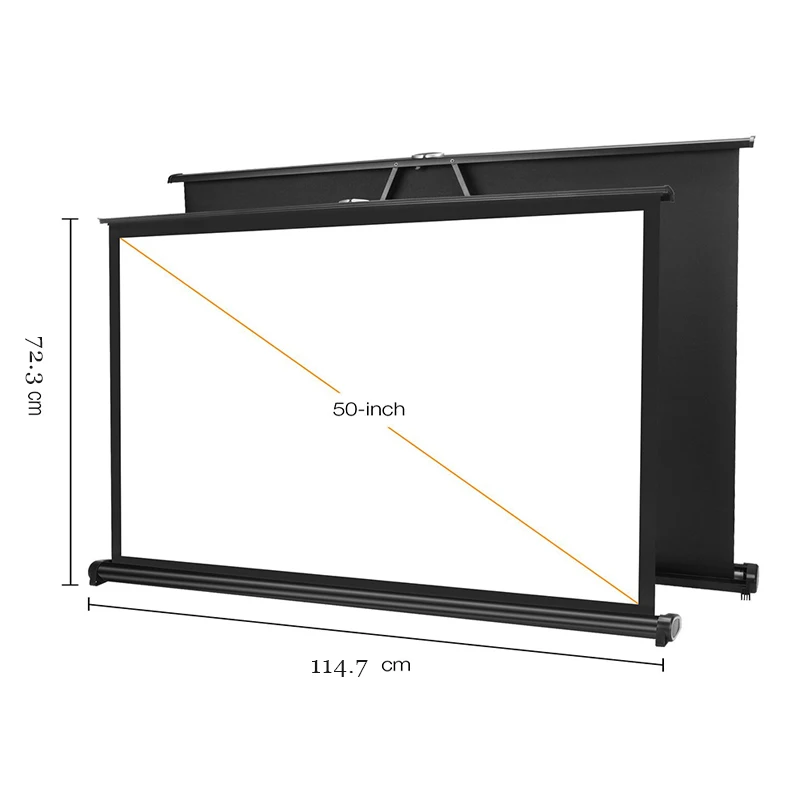  HENZIN 50 inch 16:9 Portable Tabletop Projection Screen Matte White Foldable Table Projector Screen