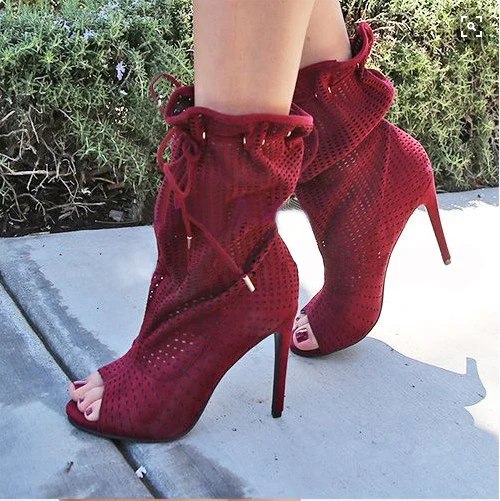 2018 Autumn Faux Suede Leather Dress Shoes Women Sexy Peep Toe High Heel Booties Mujer Cut-outs Lace Up Ankle Boots New Arrival 2018 Autumn Faux Suede Leather Dress Shoes Women Sexy Peep Toe High Heel Booties Mujer Cut-outs Lace Up Ankle Boots New Arrival