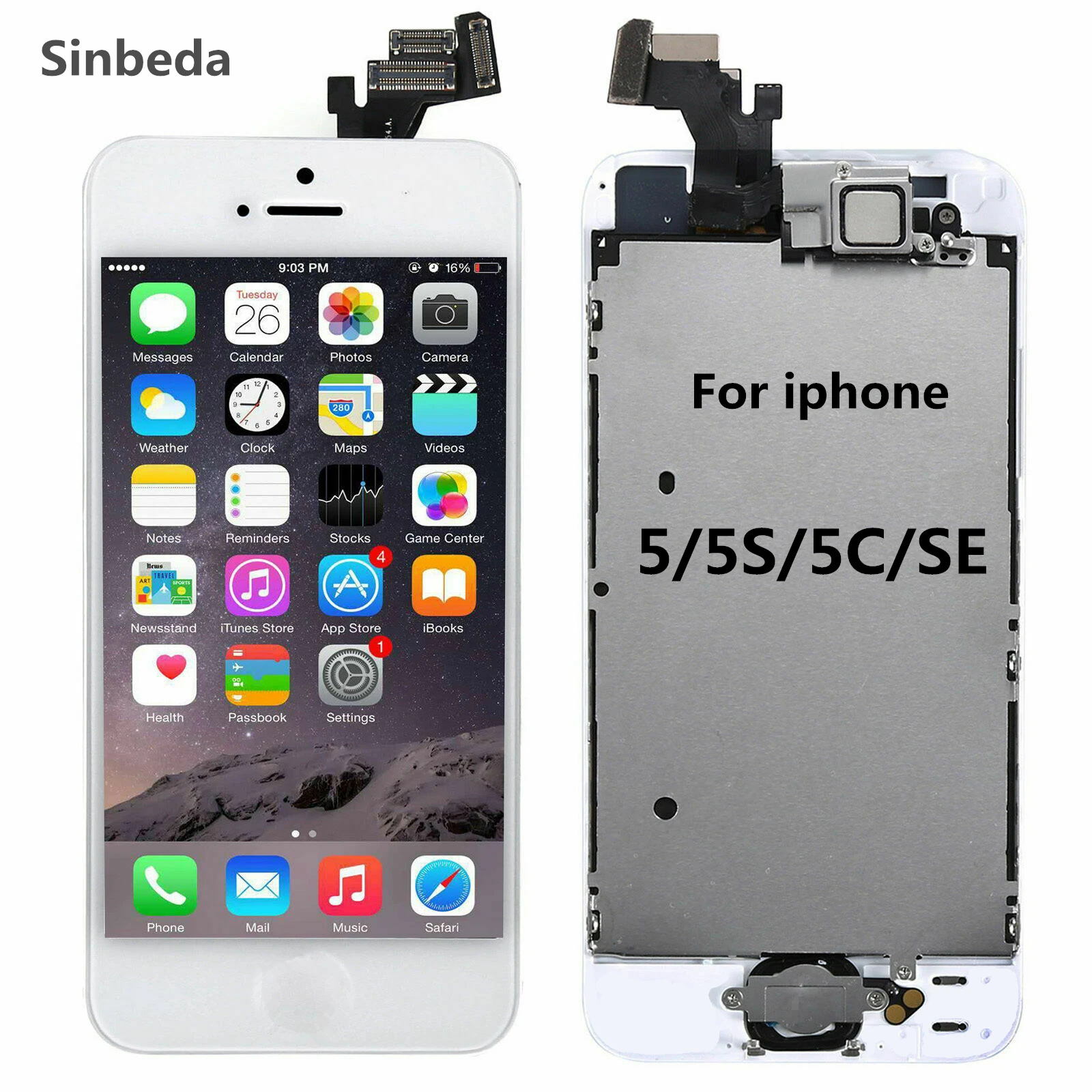 

AAA LCD Screen Display For iPhone 5 5s 5c LCD Touch Screen Digitizer Assembly+Home Button +Front Camera+Ear Speaker Full Screen